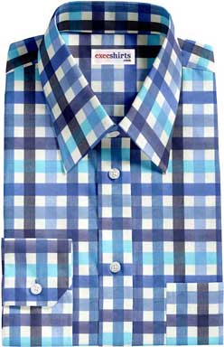 Blue Multi Colored Checked Dress Shirt