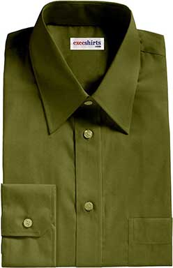 Olive Green Broadcloth Dress Shirt