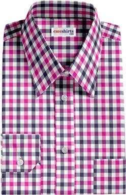 Pink-Navy Large Checked Dress Shirt