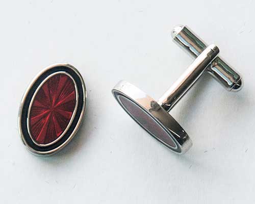 Red Oval Cuff Links 2
