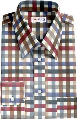 Brown Multi Colored Checked Dress Shirt