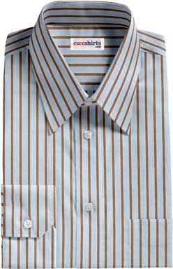 Light Blue/Brown Striped Dress Shirt