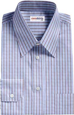 Light Blue Shirt With Brown Stripes