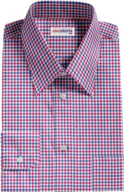 Red-Blue Checked Dress Shirt