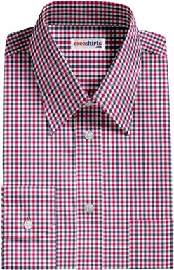 Red-Navy Checked Dress Shirt