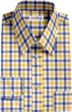 Blue-Yellow Large Checked Dress Shirt