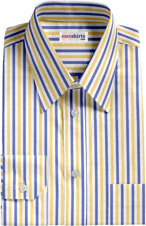 Blue Yellow  Striped  Dress  Shirt  execshirts