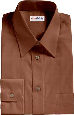 Brown Broadcloth Dress Shirt