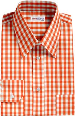 Fancy Orange Checked Dress Shirt