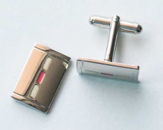 White Rectangle Cuff Links